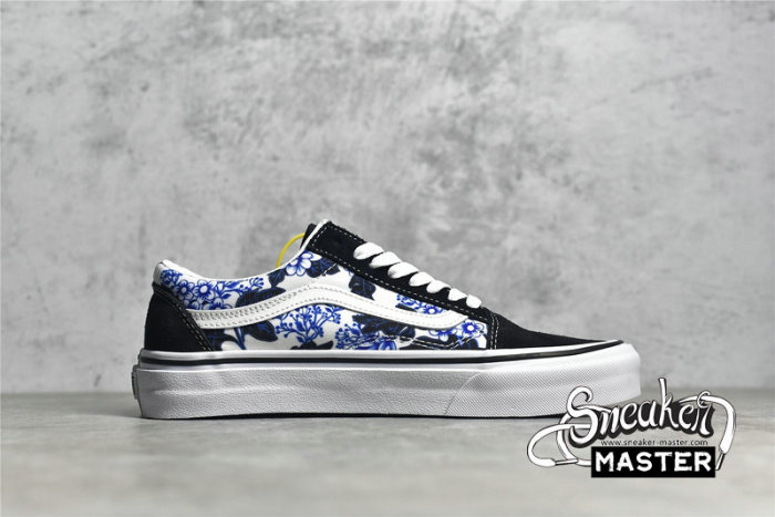 VANS OLD SKOOL BLACK/FLORAL BLUE/WHITE VN0A7Q2JY6Z
