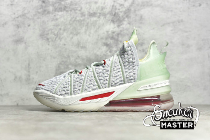 NIKE LEBRON 18 EP EMPIRE JADE PURE PLATINUM/CREAM GRASS GREEN/UNIVERSITY RED DB7644-002