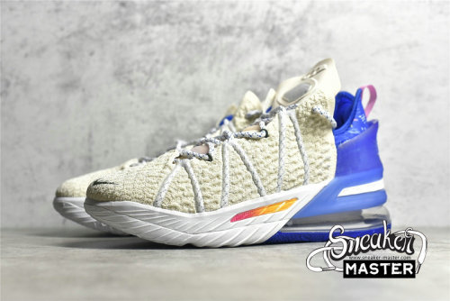 NIKE LEBRON 18 LOS ANGELES BY DAY LIGHT CREAM/GAME ROYAL/SPIRAL SAGE/PINK GLOW DB8148-200