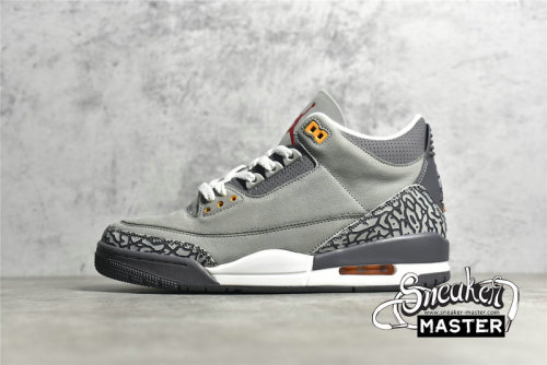 NIKE AIR JORDAN 3 RETRO COOL GREY 2021 SILVER/LIGHT GRAPHITE/ORANGE PEEL/SPORT RED CT8532-012