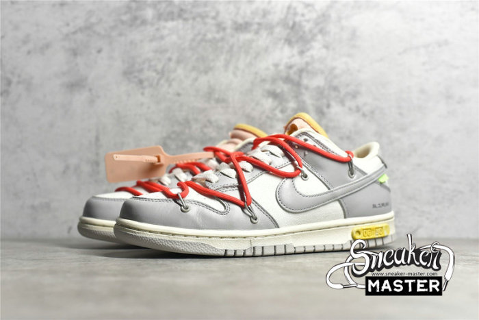  NIKE OFF-WHITE X SB DUNK LOW LOT 06 OF 50 SAIL/NEUTRAL GREY/RED DM1602-110