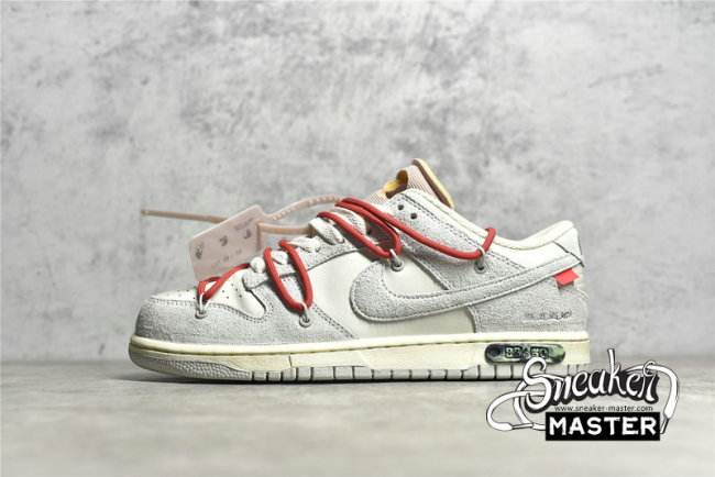 NIKE OFF-WHITE X SB DUNK LOW LOT 33 OF 50 SAIL/NEUTRAL GREY/CHILE RED DJ0950-118