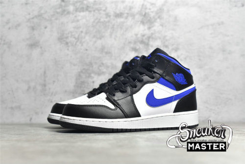 NIKE AIR JORDAN 1 MID GS WHITE/RACER BLUE/BLACK 554725-140
