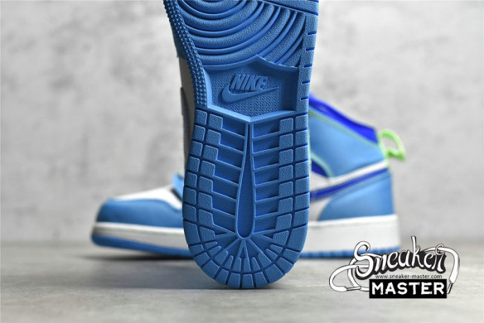NIKE AIR JORDAN 1 MID SE GS SPRITE DARK POWDER BLUE/RACER BLUE/GREEN STRIKE DA8010-400