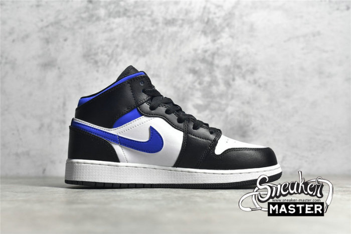 NIKE AIR JORDAN 1 MID GS WHITE/RACER BLUE/BLACK 554725-140