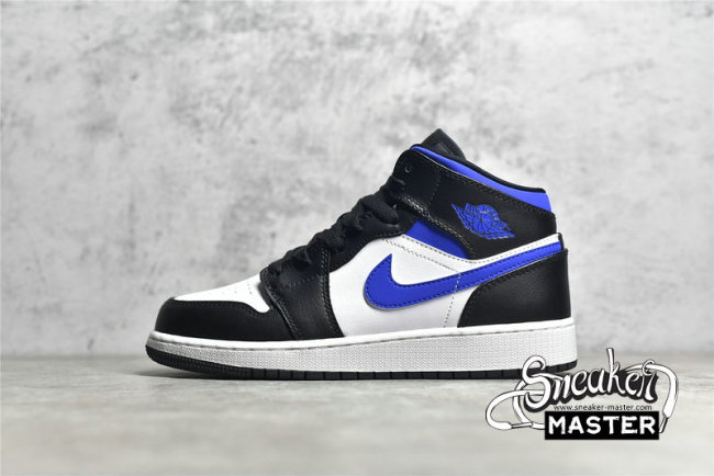 NIKE AIR JORDAN 1 MID GS WHITE/RACER BLUE/BLACK 554725-140