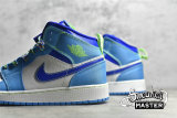 NIKE AIR JORDAN 1 MID SE GS SPRITE DARK POWDER BLUE/RACER BLUE/GREEN STRIKE DA8010-400