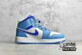 NIKE AIR JORDAN 1 MID SE GS SPRITE DARK POWDER BLUE/RACER BLUE/GREEN STRIKE DA8010-400