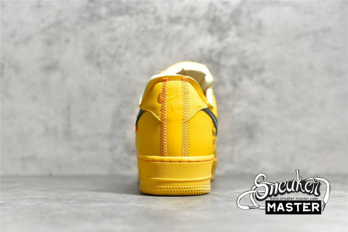 NIKE OFF-WHITE X AIR FORCE 1 LOW LEMONADE UNIVERSITY GOLD/BLACK/METALLIC SILVER DD1876-700