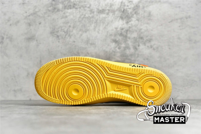NIKE OFF-WHITE X AIR FORCE 1 LOW LEMONADE UNIVERSITY GOLD/BLACK/METALLIC SILVER DD1876-700