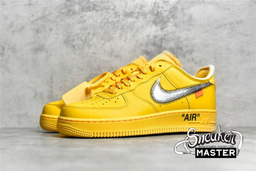 NIKE OFF-WHITE X AIR FORCE 1 LOW LEMONADE UNIVERSITY GOLD/BLACK/METALLIC SILVER DD1876-700