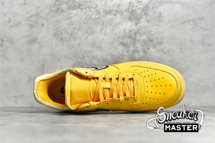 NIKE OFF-WHITE X AIR FORCE 1 LOW LEMONADE UNIVERSITY GOLD/BLACK/METALLIC SILVER DD1876-700