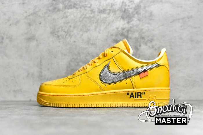 NIKE OFF-WHITE X AIR FORCE 1 LOW LEMONADE UNIVERSITY GOLD/BLACK/METALLIC SILVER DD1876-700