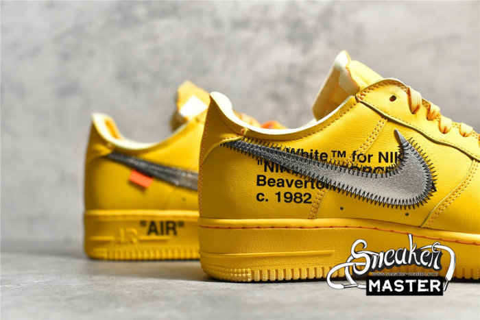 NIKE OFF-WHITE X AIR FORCE 1 LOW LEMONADE UNIVERSITY GOLD/BLACK/METALLIC SILVER DD1876-700