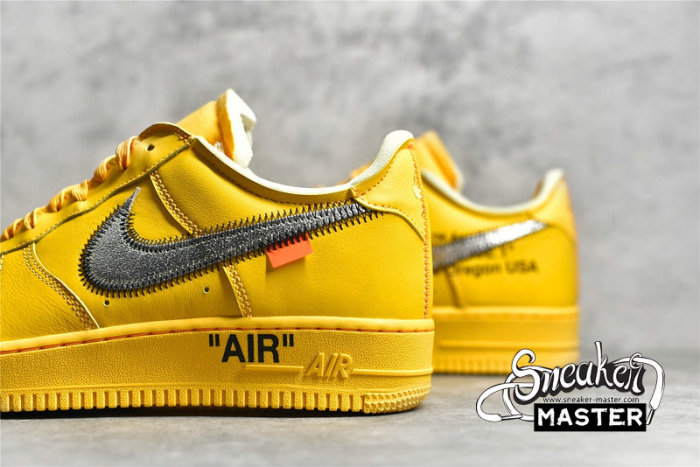 NIKE OFF-WHITE X AIR FORCE 1 LOW LEMONADE UNIVERSITY GOLD/BLACK/METALLIC SILVER DD1876-700