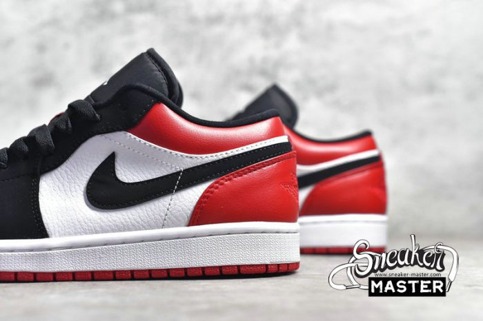 NIKE AIR JORDAN 1 LOW BLACK TOE WHITE/BLACK-GYM RED 553558-116