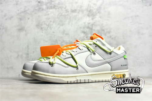 NIKE OFF-WHITE X SB DUNK LOW LOT 43 OF 50 SAIL/NEUTRAL GREY/BARELY VOLT DM1602-128