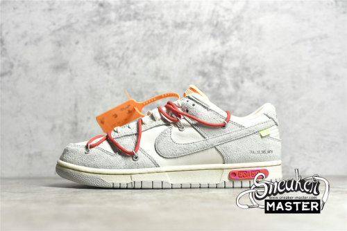 NIKE OFF-WHITE X SB DUNK LOW LOT 40 OF 50 SAIL/NEUTRAL GREY/GLOBAL RED DJ0950-103