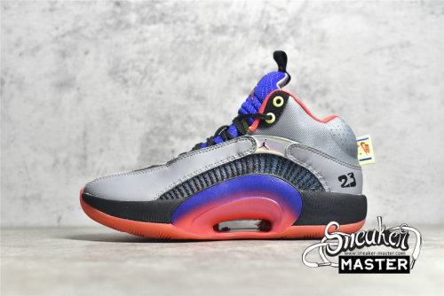 NIKE AIR JORDAN 35 CENTER OF GRAVITY GLACIER GREY/LASER CRIMSON/BLACK DC1492-001