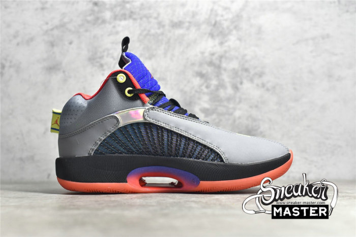 NIKE AIR JORDAN 35 CENTER OF GRAVITY GLACIER GREY/LASER CRIMSON/BLACK DC1492-001
