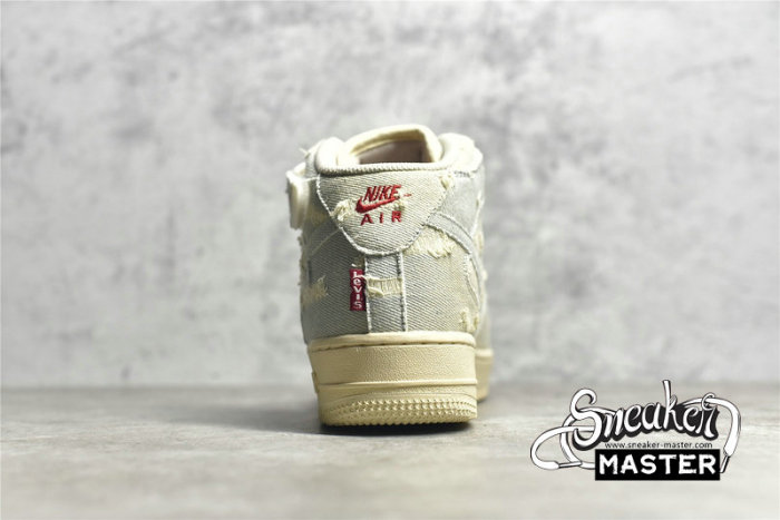 NIKE AIR FORCE 1 MID 07 BEIGE/RED/DENIM 651122-215