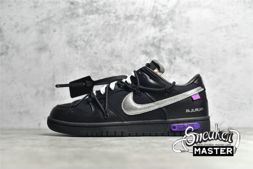 NIKE OFF-WHITE X SB DUNK LOW LOT 50 OF 50 BLACK/METALLIC SILVER/BLACK DM1602-001
