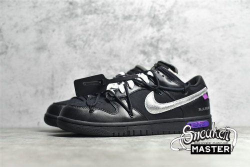 NIKE OFF-WHITE X SB DUNK LOW LOT 50 OF 50 BLACK/METALLIC SILVER/BLACK DM1602-001