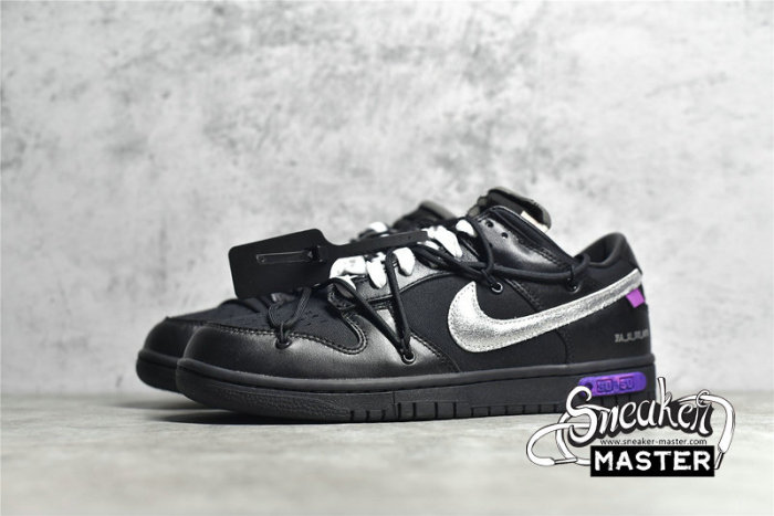 NIKE OFF-WHITE X SB DUNK LOW LOT 50 OF 50 BLACK/METALLIC SILVER/BLACK DM1602-001