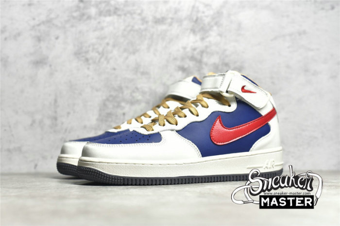 NIKE AIR FORCE 1 MID 07 BEIGE/DARK BLUE/UNIVERSITY RED 512745-068