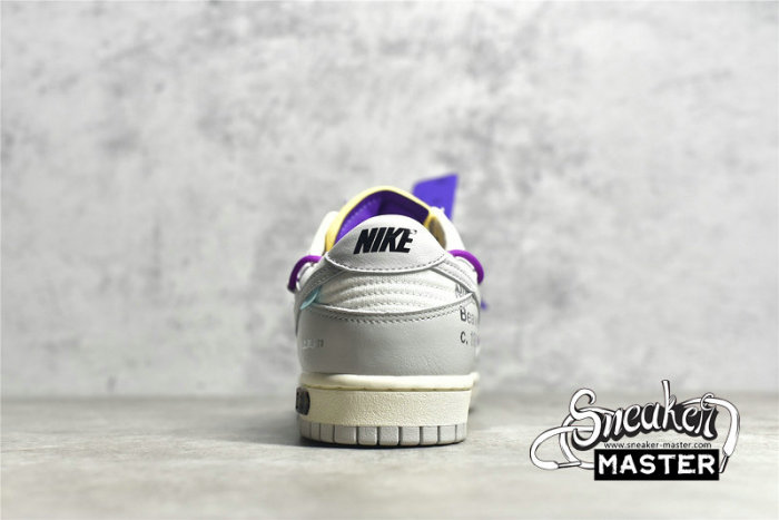 NIKE OFF-WHITE X SB DUNK LOW LOT 28 OF 50 SAIL/NEUTRAL GREY/HYPER VIOLET DM1602-111