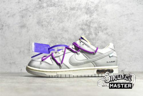 NIKE OFF-WHITE X SB DUNK LOW LOT 28 OF 50 SAIL/NEUTRAL GREY/HYPER VIOLET DM1602-111