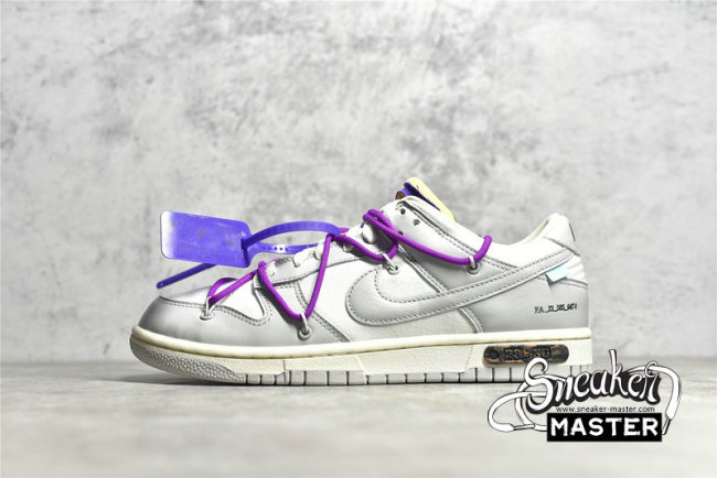 NIKE OFF-WHITE X SB DUNK LOW LOT 28 OF 50 SAIL/NEUTRAL GREY/HYPER VIOLET DM1602-111