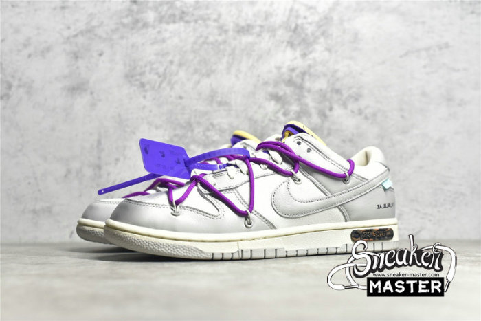 NIKE OFF-WHITE X SB DUNK LOW LOT 28 OF 50 SAIL/NEUTRAL GREY/HYPER VIOLET DM1602-111