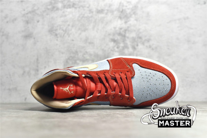 NIKE AIR JORDAN 1 MID DENIM RED CINNABAR/HEMP/WHITE DM4352-600