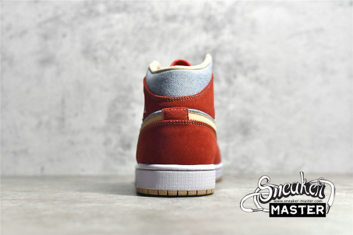 NIKE AIR JORDAN 1 MID DENIM RED CINNABAR/HEMP/WHITE DM4352-600