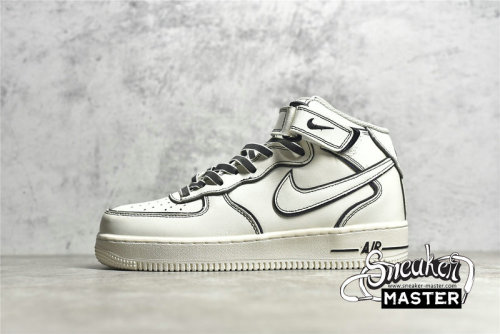 NIKE AIR FORCE 1 MID BEIGE/BEIGE/BLACK AQ2898-008