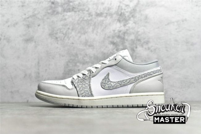 NIKE AIR JORDAN 1 LOW PREMIUM ELEPHANT PRINT WHITE/NEUTRAL GREY/SAIL/SMOKE GREY DH4269-100