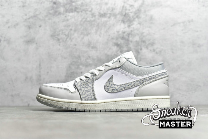 NIKE AIR JORDAN 1 LOW PREMIUM ELEPHANT PRINT WHITE/NEUTRAL GREY/SAIL/SMOKE GREY DH4269-100