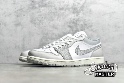 NIKE AIR JORDAN 1 LOW PREMIUM ELEPHANT PRINT WHITE/NEUTRAL GREY/SAIL/SMOKE GREY DH4269-100