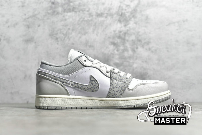 NIKE AIR JORDAN 1 LOW PREMIUM ELEPHANT PRINT WHITE/NEUTRAL GREY/SAIL/SMOKE GREY DH4269-100