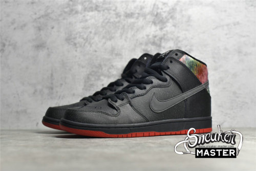 NIKE DUNK SB HIGH SPOT GASPARILLA BLACK/CHALLENGE RED-METALLIC SILVER 313171-028