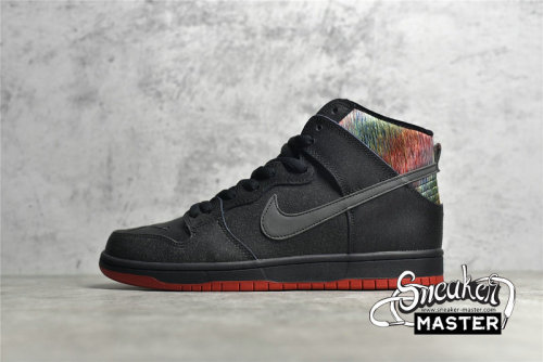 NIKE DUNK SB HIGH SPOT GASPARILLA BLACK/CHALLENGE RED-METALLIC SILVER 313171-028
