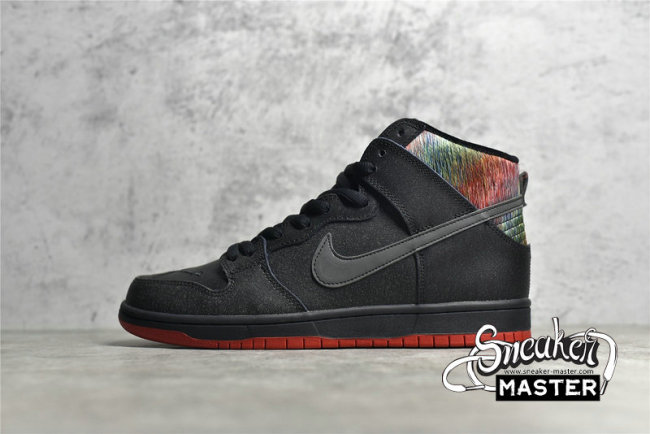 NIKE DUNK SB HIGH SPOT GASPARILLA BLACK/CHALLENGE RED-METALLIC SILVER 313171-028