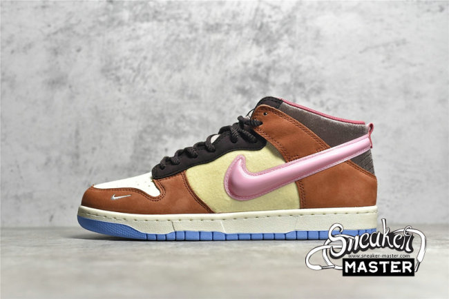 NIKE SOCIAL STATUS X SB DUNK MID CHOCOLATE MILK CANVAS/MID SOFT PINK/BURNT BROWN DJ1173-700