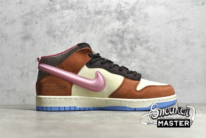 NIKE SOCIAL STATUS X SB DUNK MID CHOCOLATE MILK CANVAS/MID SOFT PINK/BURNT BROWN DJ1173-700