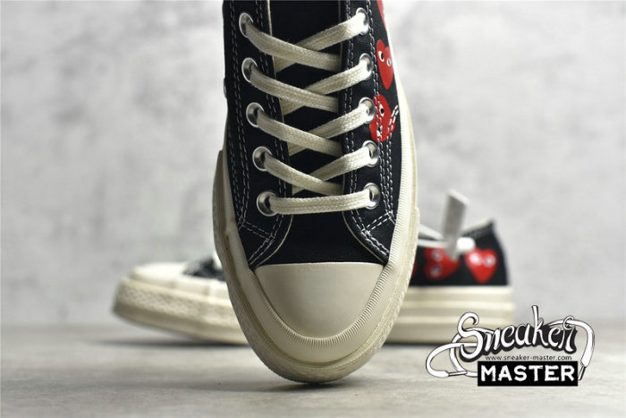 CONVERSE COMME DES GARÇONS PLAY X CHUCK TAYLOR 70S LOW TOP MULTI HEART BLACK/RED 162977C