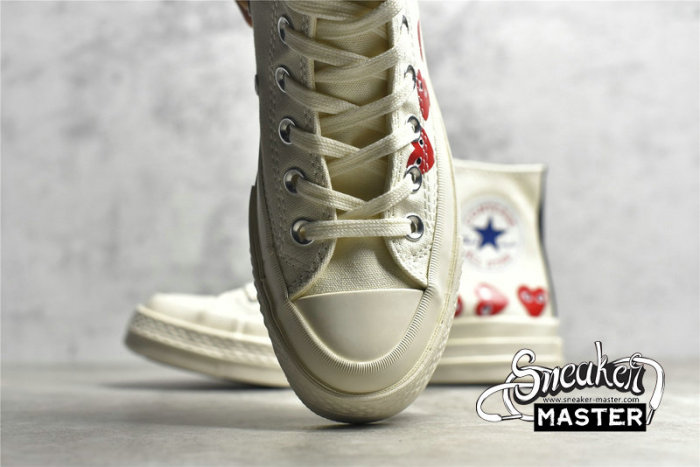 CONVERSE COMME DES GARÇONS PLAY X CHUCK TAYLOR 70S HI TOP MULTI HEART WHITE/WHITE/RED 162972C