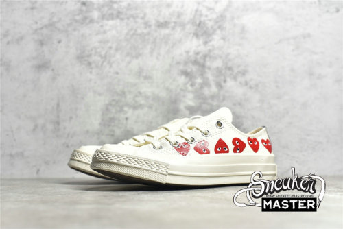 CONVERSE COMME DES GARÇONS PLAY X CHUCK TAYLOR 70S LOW TOP MULTI HEART WHITE/WHITE/RED 162975C