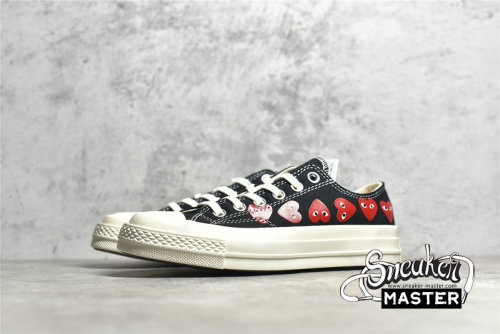 CONVERSE COMME DES GARÇONS PLAY X CHUCK TAYLOR 70S LOW TOP MULTI HEART BLACK/RED 162977C