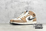 NIKE AIR JORDAN 1 MID SE GS BRUSHSTROKE PAINT SPLATTER SAIL/CIDER/CHILE RED/BLACK DA8006-100